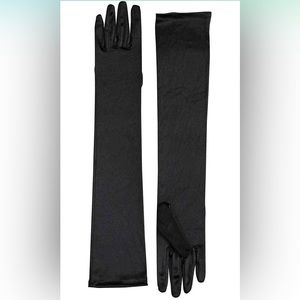Long Black Satin Opera Gloves - ships in 24 hours!
